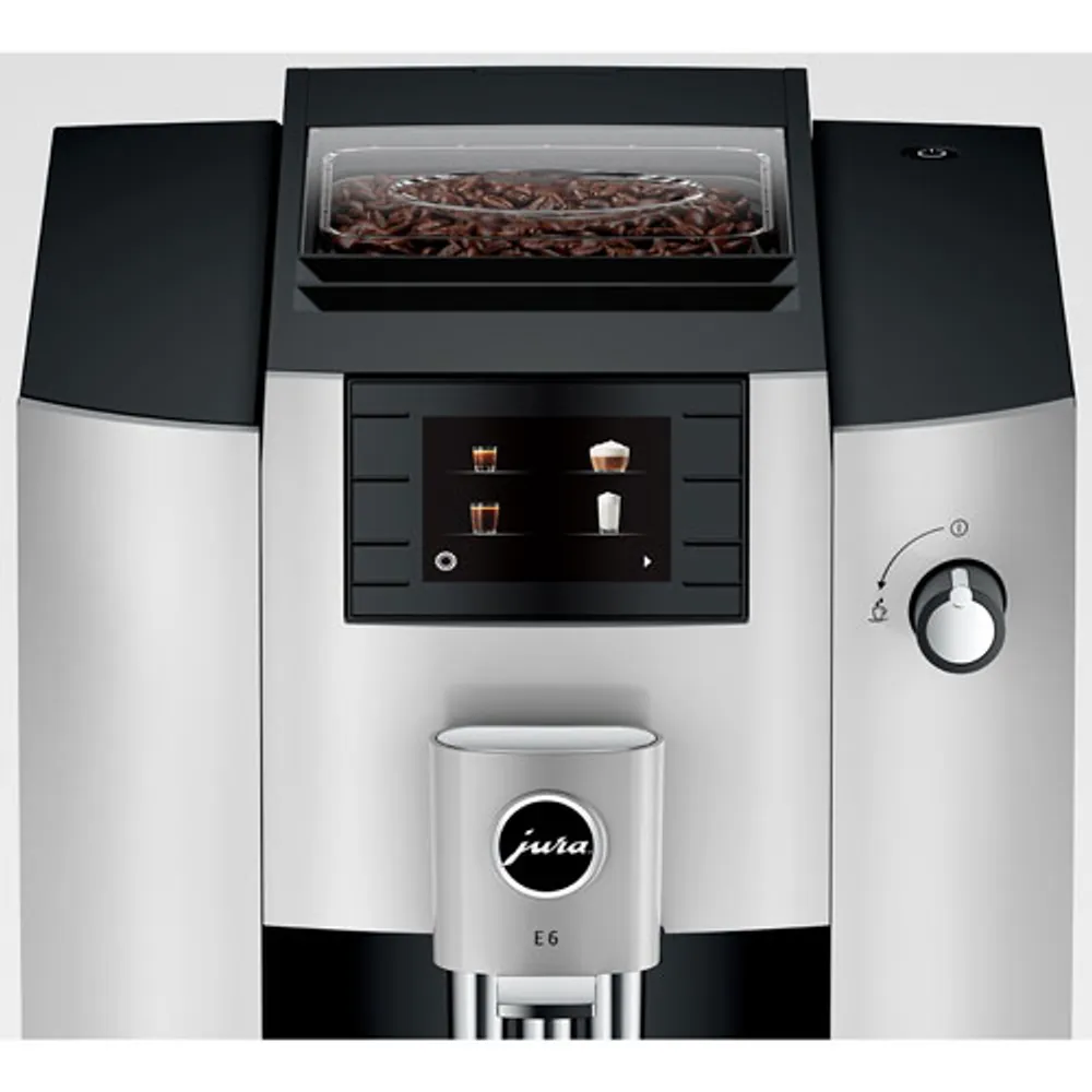 Jura E6 Automatic Espresso Machine with Frother & Coffee Grinder - Platinum