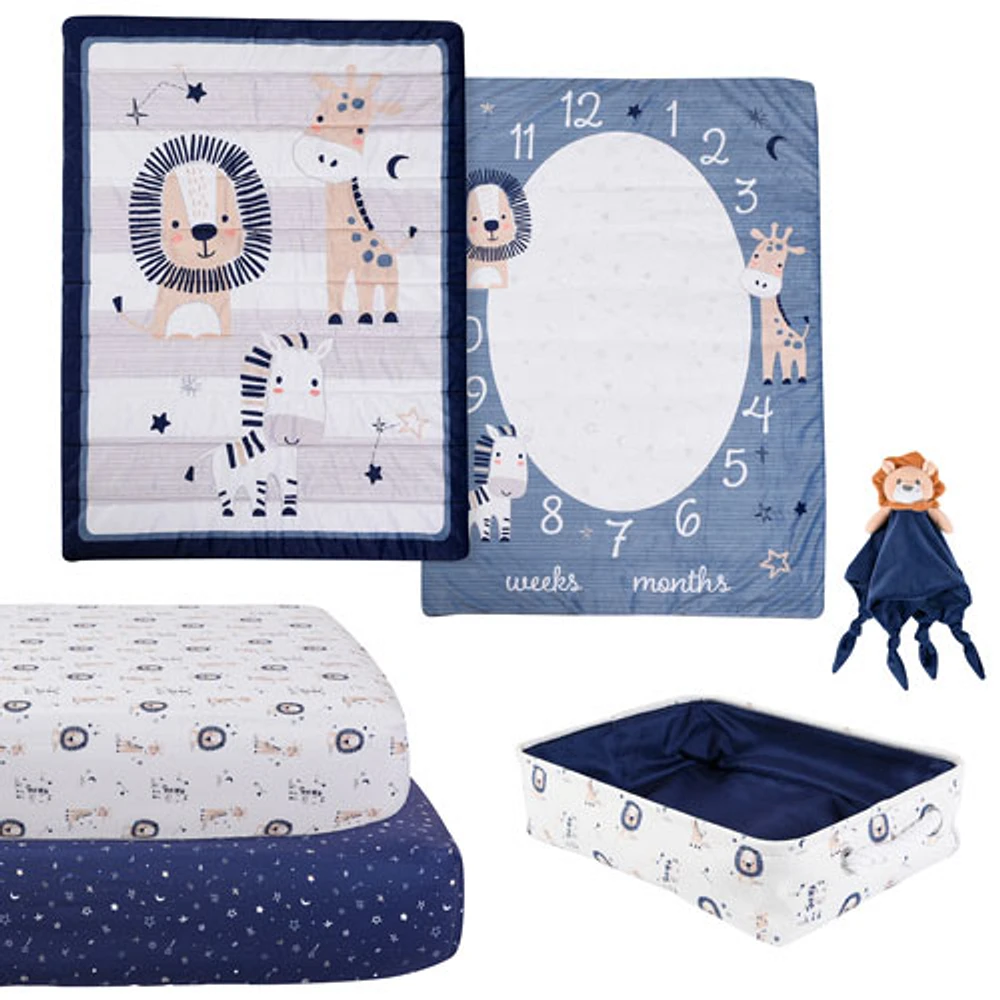 Nemcor 5-Piece Nursery Crib Bedding Bundle - Blue