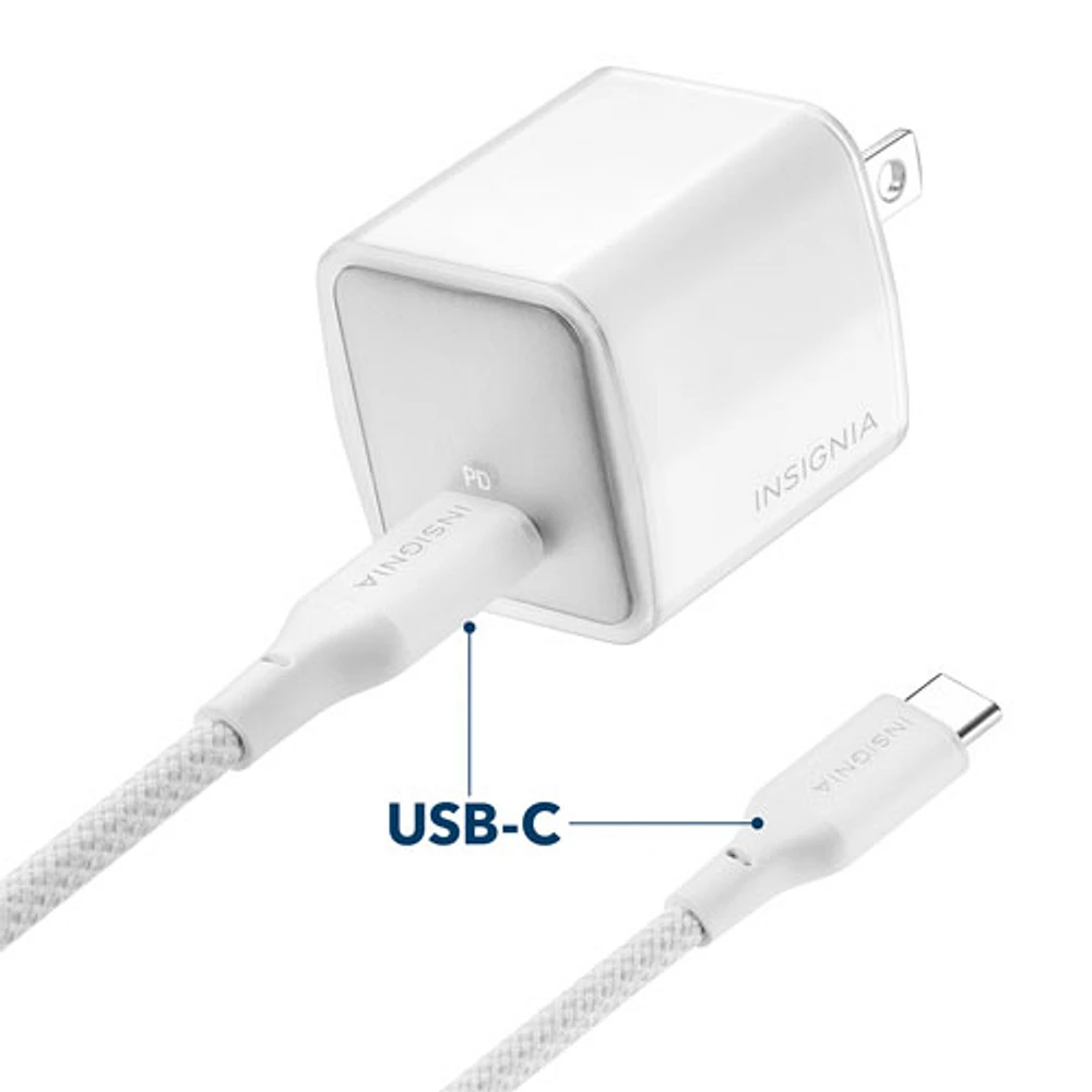 Insignia 30W USB-C Wall Charger with 1.8m (6 ft.) C-C Cable - White - Only at Best Buy