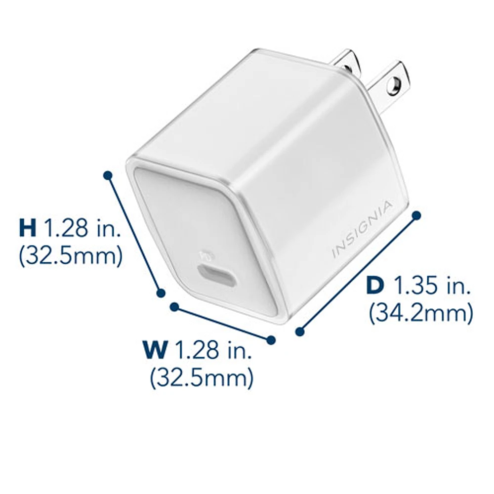 Insignia 30W USB-C Wall Charger with 1.8m (6 ft.) C-C Cable - White - Only at Best Buy