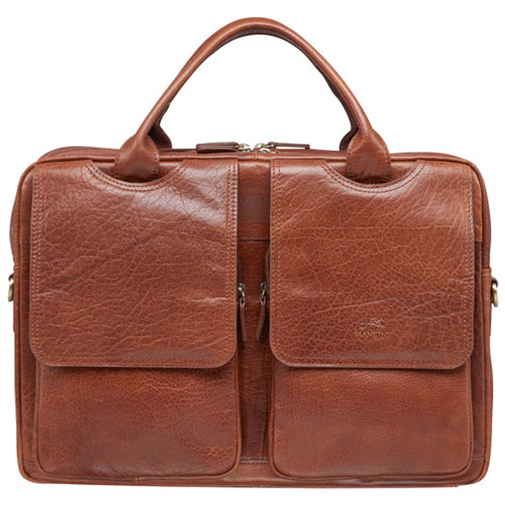 Mancini Arizona Top Zip 15.6" Laptop Designer Bag - Cognac