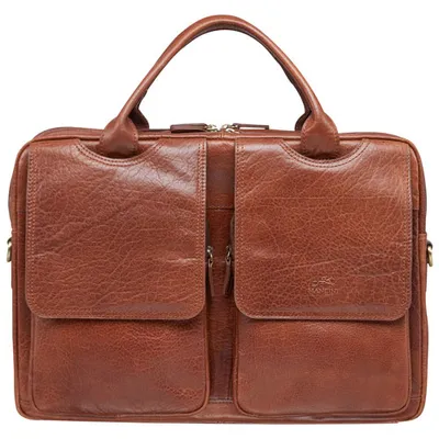 Mancini Arizona Top Zip 15.6" Laptop Designer Bag - Cognac