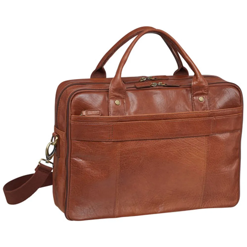 Mancini Arizona Top Zip 15.6" Laptop Designer Bag - Cognac