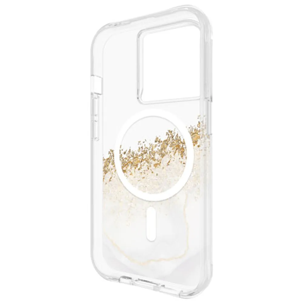 Case-Mate Karat Marble Fitted Hard Shell Case with MagSafe for iPhone 15 Pro - Clear/Gold/Marble