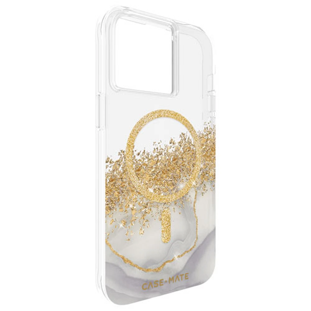 Case-Mate Karat Marble Fitted Hard Shell Case with MagSafe for iPhone 15 Pro Max - Clear/Gold/Marble