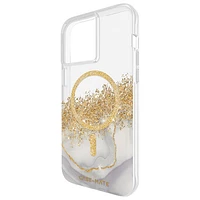 Case-Mate Karat Marble Fitted Hard Shell Case with MagSafe for iPhone 15 Pro Max - Clear/Gold/Marble