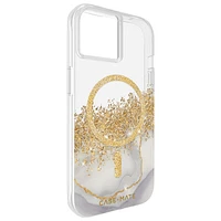 Case-Mate Karat Marble Fitted Hard Shell Case with MagSafe for iPhone 15/14/13 - Clear/Gold/Marble