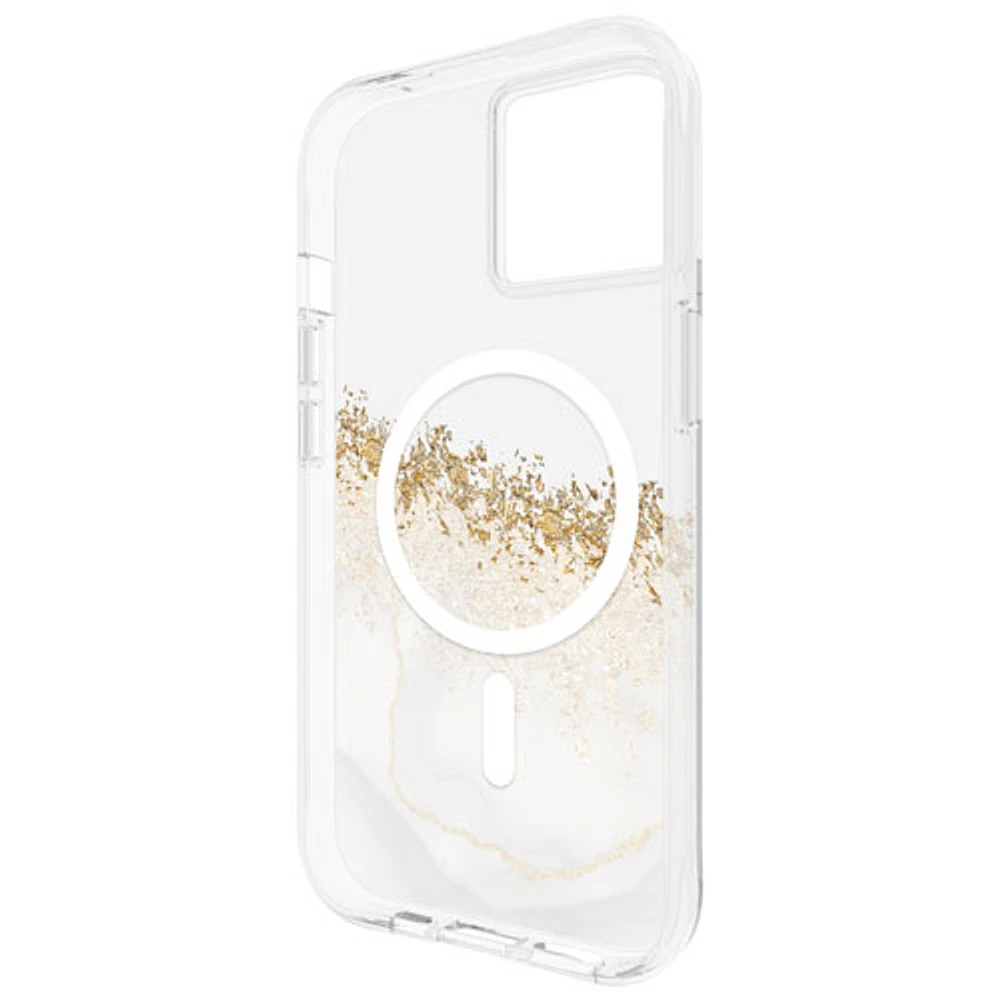 Étui rigide ajusté Karat Marble de Case-Mate avec MagSafe pour iPhone 15/14/13 - Transparent/Doré/Marbre