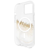 Étui rigide ajusté Karat Marble de Case-Mate avec MagSafe pour iPhone 15/14/13 - Transparent/Doré/Marbre