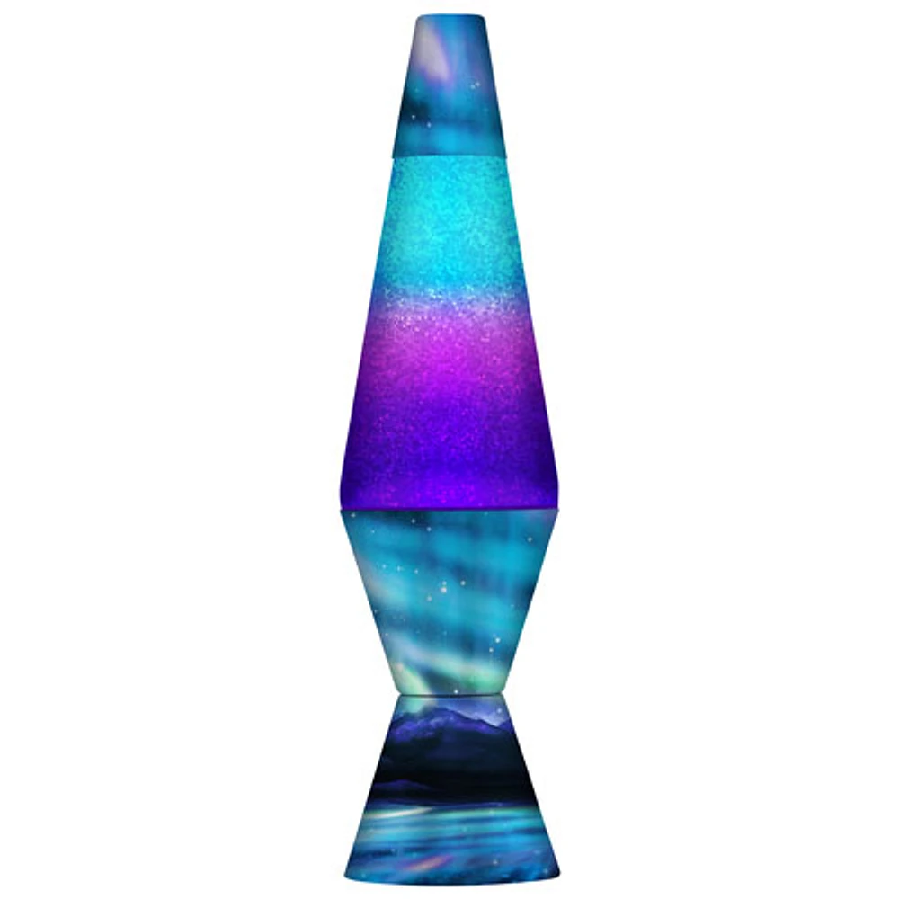 Lampe à lave de 14,5 po avec imprimé d'aurores boréales de Lava Lite - Bleu/Turquoise/Violet/Noir