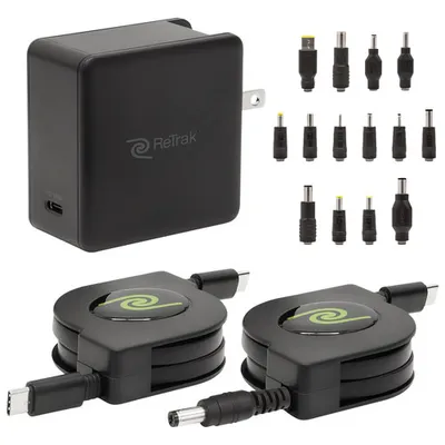 Chargeur universel rétractable de 65 W de ReTrak pour portable (ETCHGNBC65U)