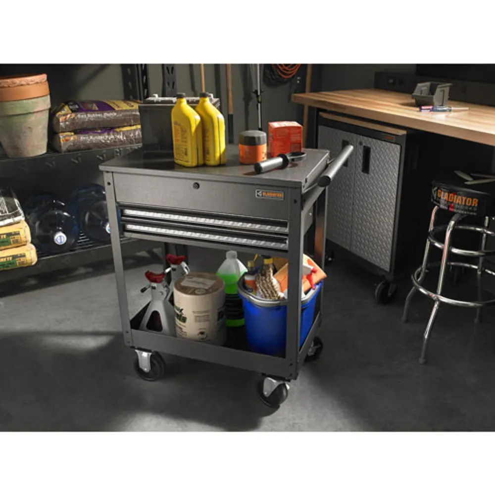 Gladiator Steel Tool Storage Cart (GAMT28KDFG) - Silver Tread