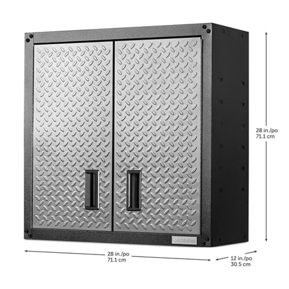 Gladiator Wall GearBox Steel Cabinet (GAWG28FDYG) - Silver Tread