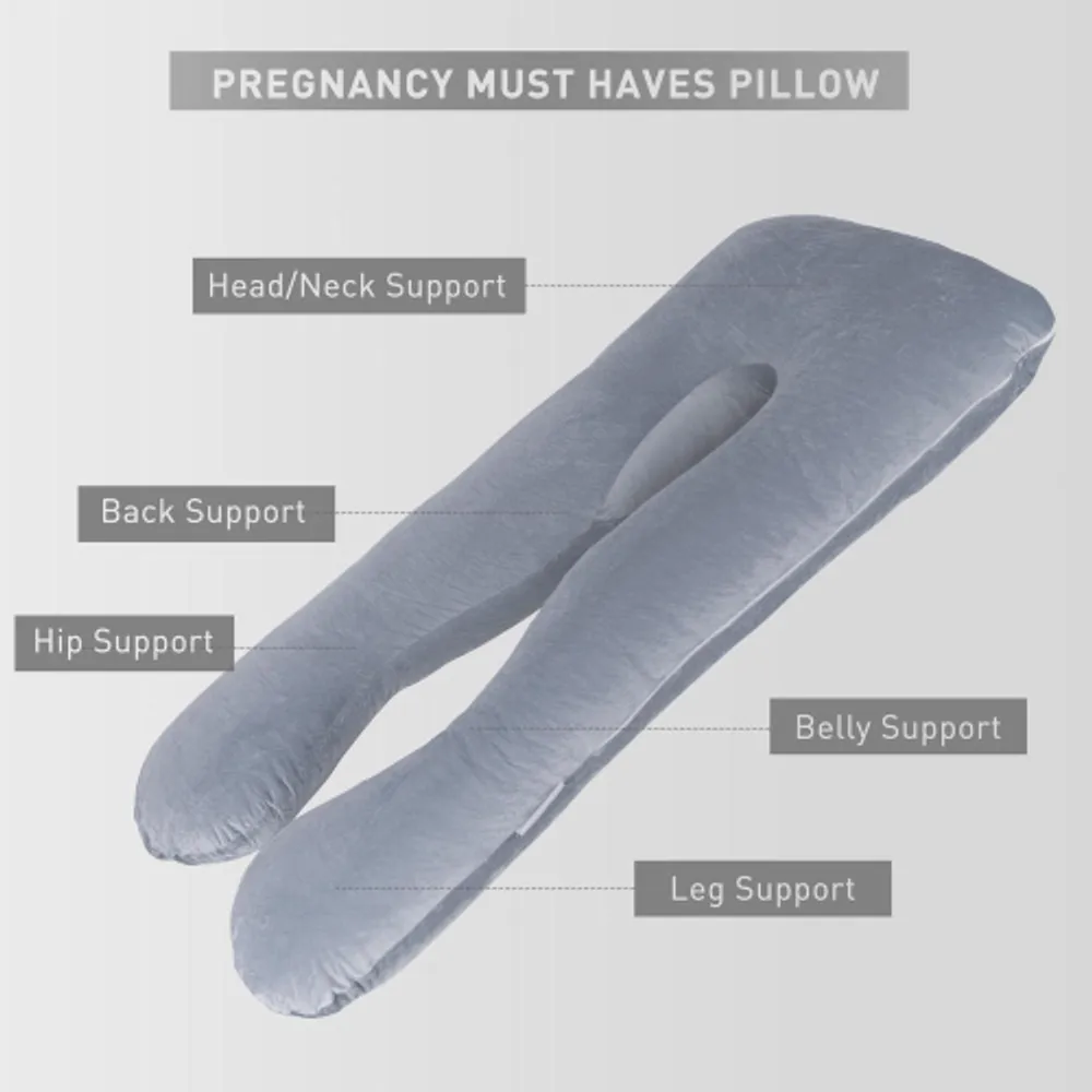 U-Shaped Full Body Pregnancy Pillow with Washable Crystal Fleece Cover,  55in - LIVINGbasics®