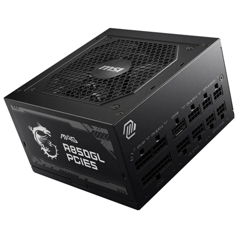 MSI MAG A850GL PCIE 5 80 Plus Gold 850W Fully Modular 12VHPWR Cable ATX 3.0 Power Supply