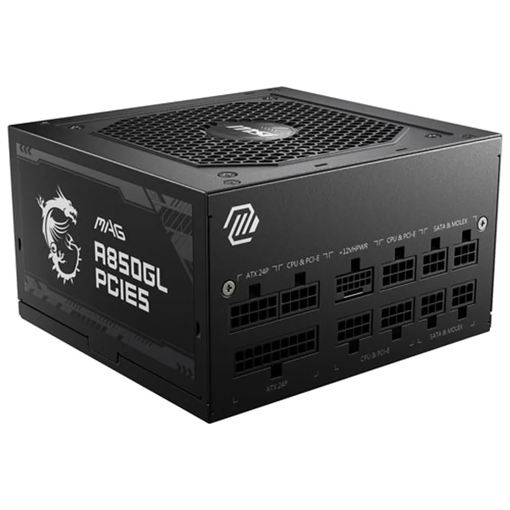 MSI MAG A850GL PCIE 5 80 Plus Gold 850W Fully Modular 12VHPWR Cable ATX 3.0 Power Supply