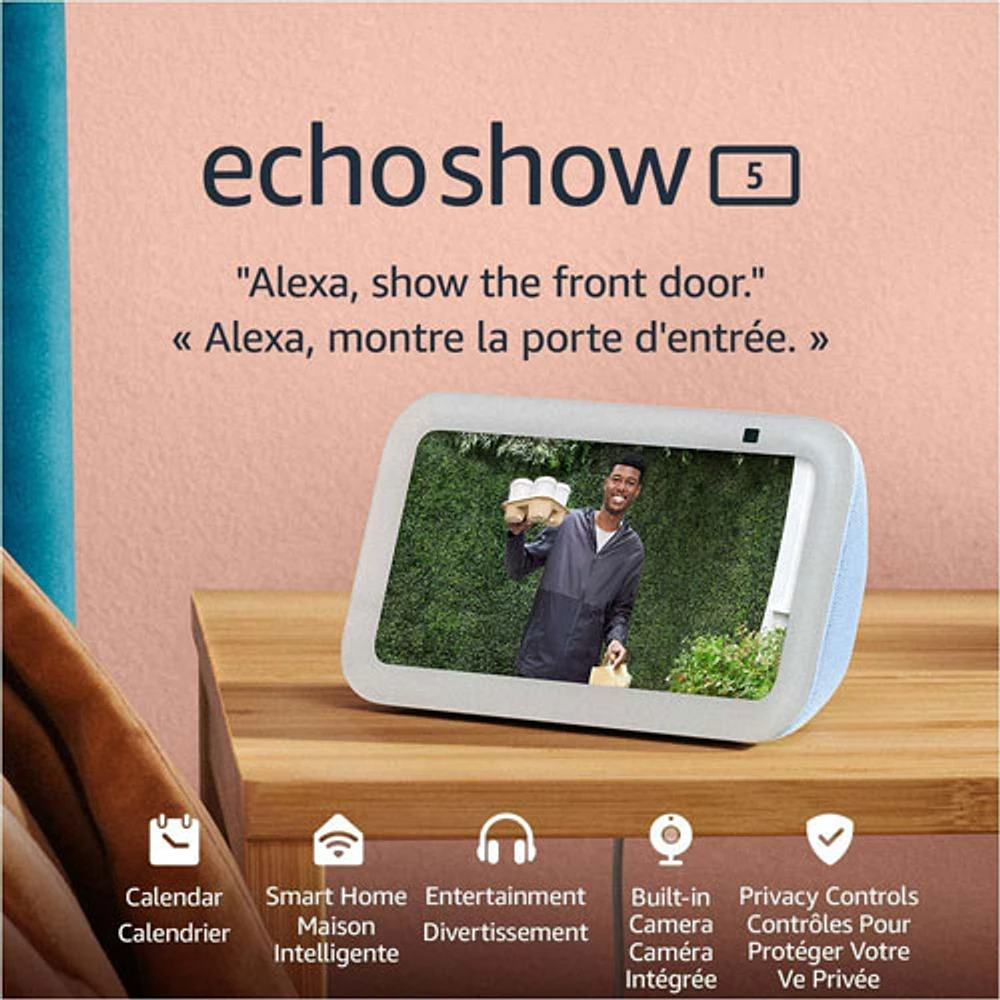 Écran intelligent Echo Show 5 (3e génération) d'Amazon avec Alexa - Bleu nuage