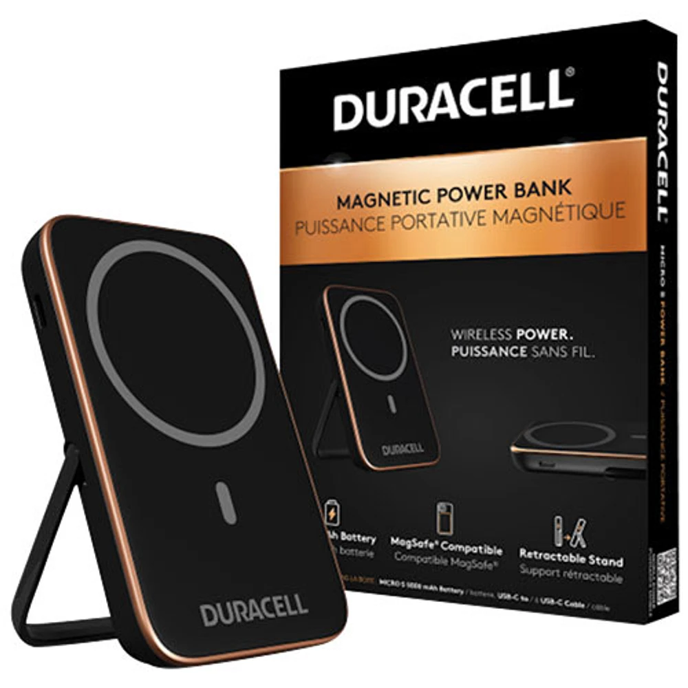 Chargeur portable à deux ports USB de 5000 mAh Micro 5 de Duracell - Noir