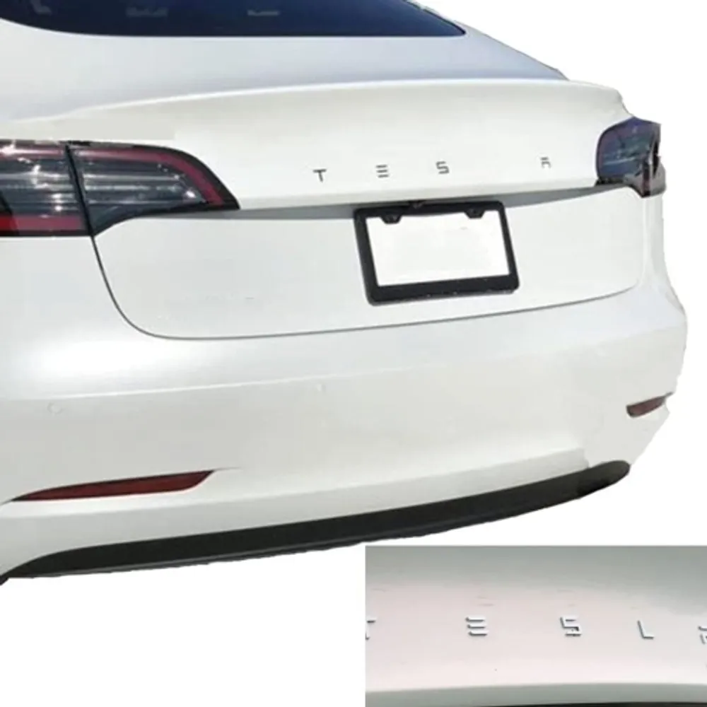 BATTPIT Tesla Model 3 Model Y Model X Model S 3D Black Tesla Emblem  Stickers Decal Ornament (Sliver)