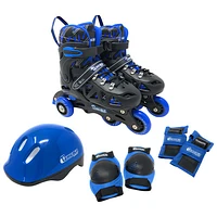 Ensemble avec patins à roues alignées d'entraînement 2-en-1 de Chicago - Bleu - Taille 1-4