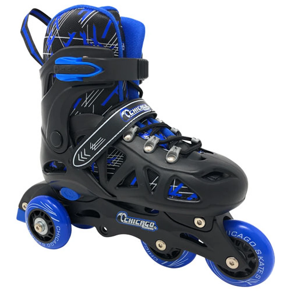 Ensemble avec patins à roues alignées d'entraînement 2-en-1 de Chicago - Bleu - Taille 1-4