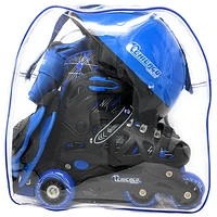 Ensemble avec patins à roues alignées d'entraînement 2-en-1 de Chicago - Bleu - Taille 1-4