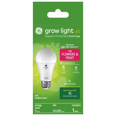 GE Grow Light A19 LED Light Bulb - Red