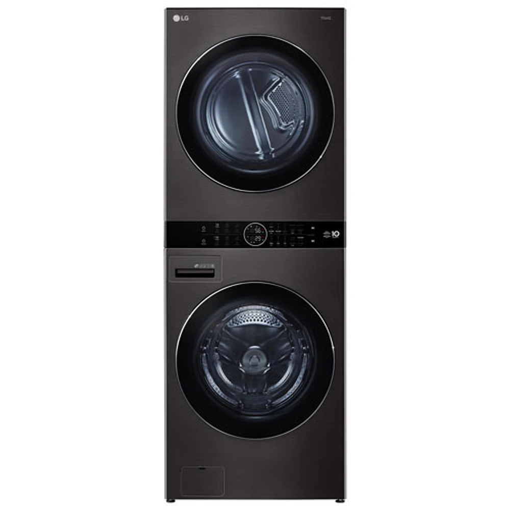 Open Box -LG WashTower 5.2 Cu Ft Washer & Dryer Laundry Centre (WKHC202HBA) -Black Steel -Scratch & Dent