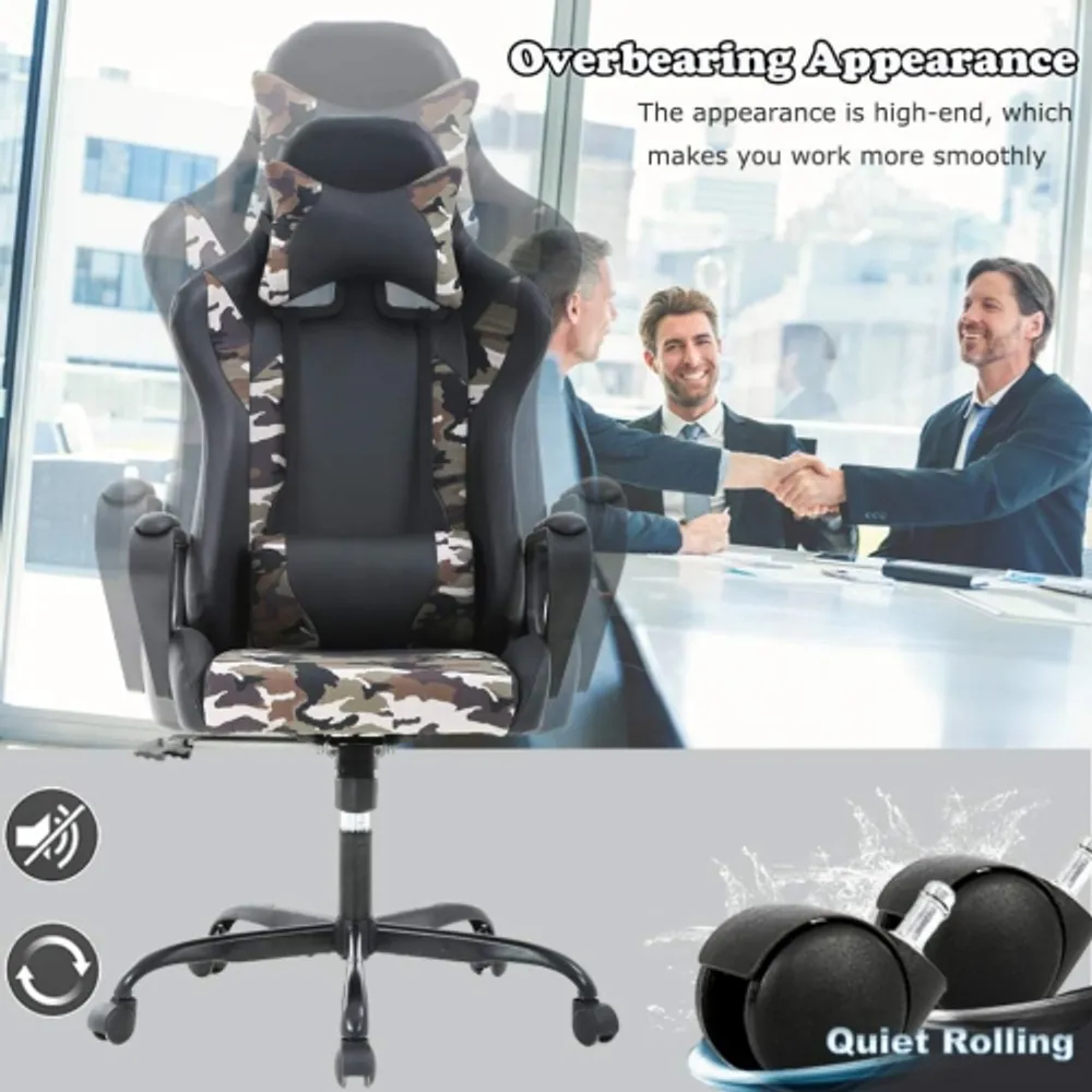 BestOffice High-Back Gaming Chair PC Office Chair Computer Racing Chair PU  Desk Task Chair Ergonomic Executive Swivel Rolling Chair with Lumbar