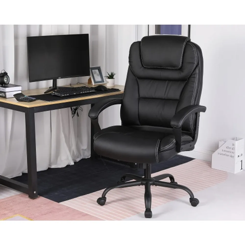 Big and Tall Office Chair 500lbs Cheap Desk Chair Ergonomic Computer Chair  High Back PU Executive Chair with Lumbar Support Headrest Swivel Chair for