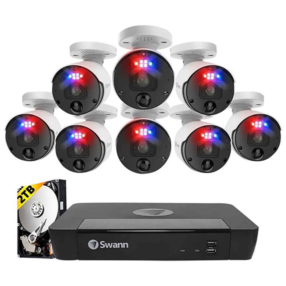 Swann Wired 4K NVR Security System with 8 Bullet 4K Ultra HD Cameras - Black