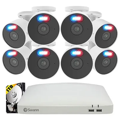 Swann Wired 1080p DVR Security System with 8 Bullet 1080p Full HD Cameras - Black