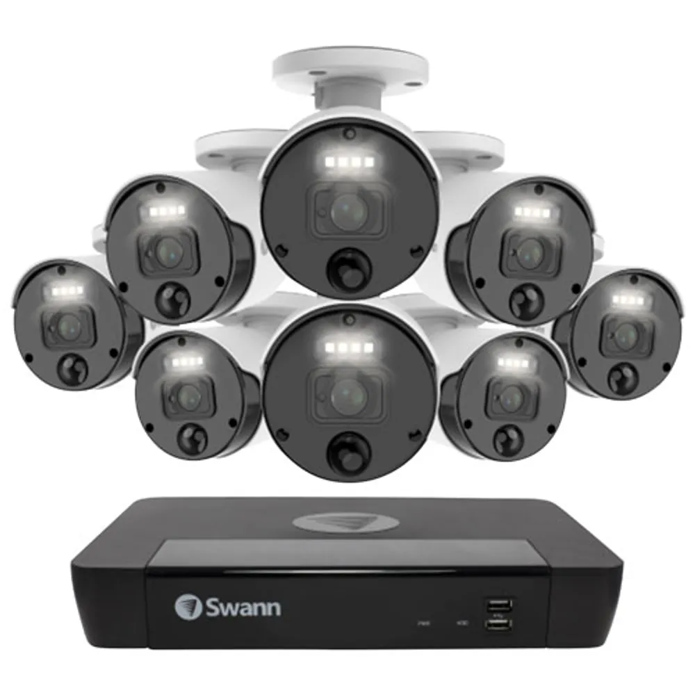 Swann Master Series Indoor/Outdoor PoE Wired 8-CH 2TB NVR Security System with 8 Bullet 4K Ultra HD Cameras - Black