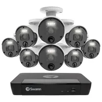 Swann Master Series Indoor/Outdoor PoE Wired 8-CH 2TB NVR Security System with 8 Bullet 4K Ultra HD Cameras - Black