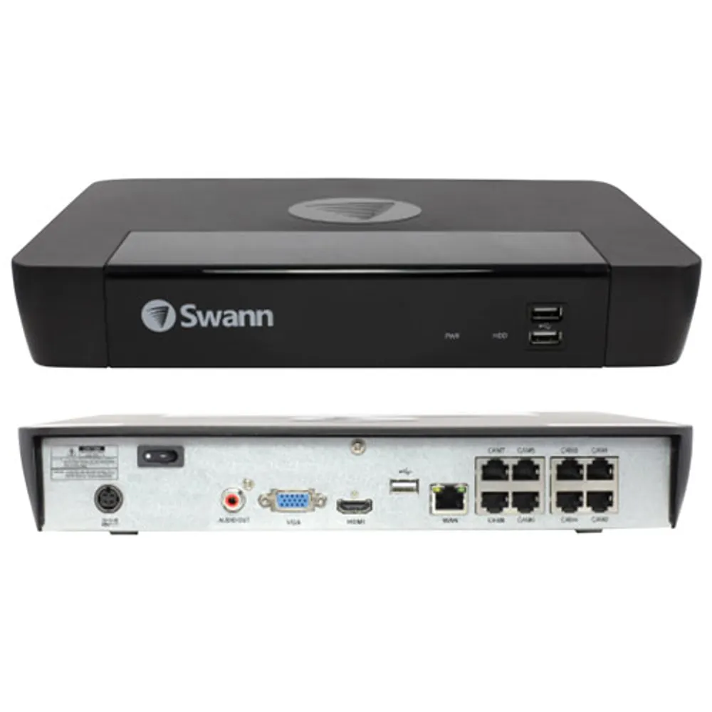 Swann Master Series Indoor/Outdoor PoE Wired 8-CH 2TB NVR Security System with 8 Bullet 4K Ultra HD Cameras - Black