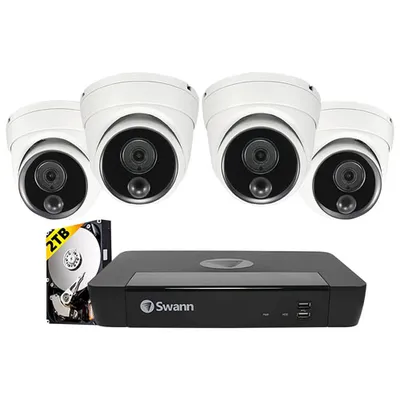 Swann Wired 8-CH 2TB NVR Security System with 4 Bullet 4K Ultra HD Cameras - Black