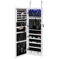 Boutique Home Mirror Jewelry Cabinet With 6 LED Lights