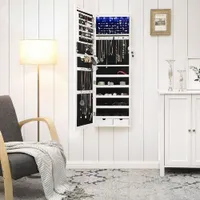 Boutique Home Mirror Jewelry Cabinet With 6 LED Lights