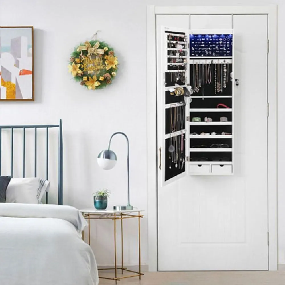Armoire à bijoux avec miroir et 6 lumières DEL de Boutique Home