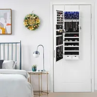 Boutique Home Mirror Jewelry Cabinet With 6 LED Lights