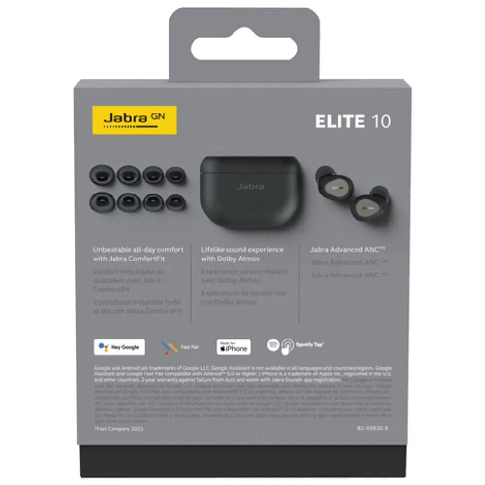 Jabra Elite 10 Dolby Atmos In-Ear True Wireless Earbuds - Titanium Black - Only at Best Buy