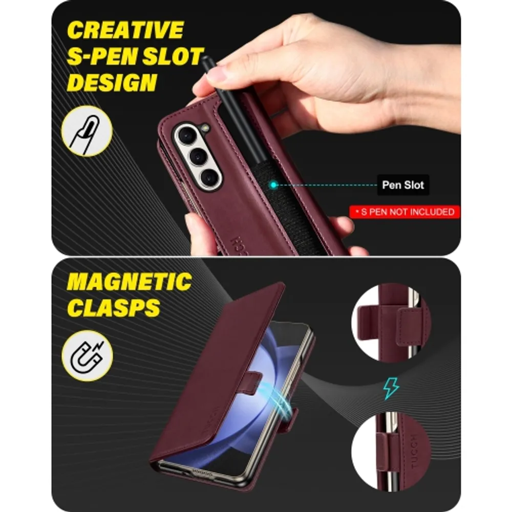 For Samsung Galaxy Z Fold 5 Card Holder Wallet Case Magnetic Clasp