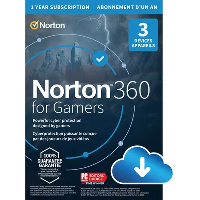 Norton 360 for Gamers (PC/Mac) - 3 Devices - 50GB Cloud Backup - 1-Year Subscription - Digital Download