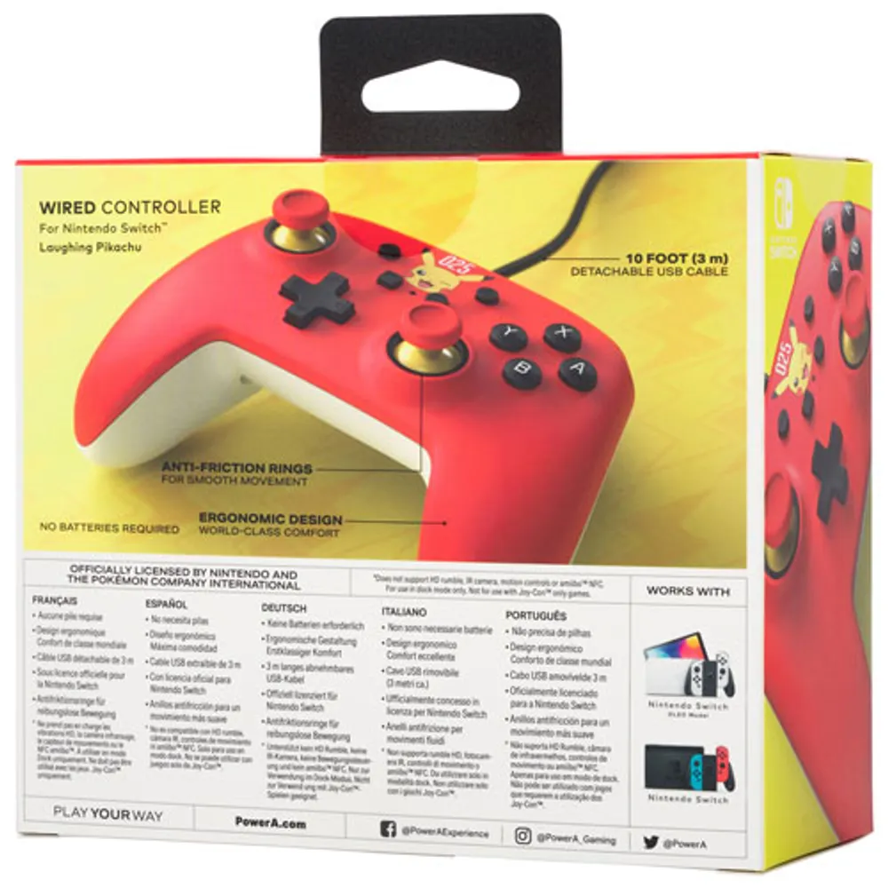 Manette avec fil de PowerA pour Switch - Pikachu 025