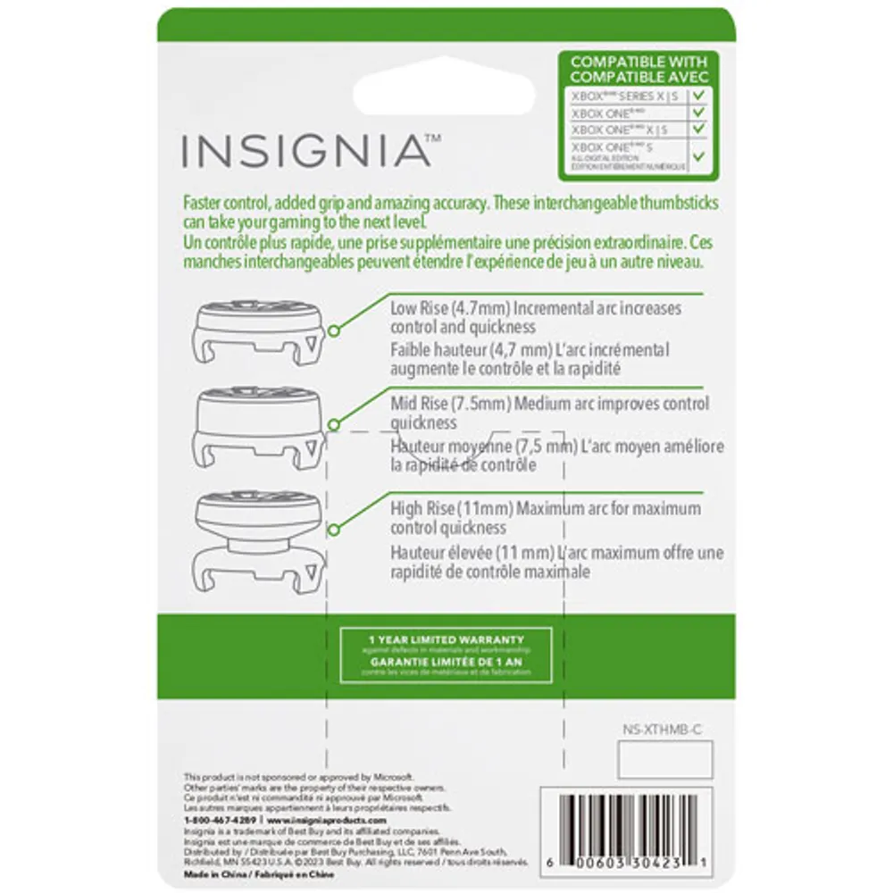 Insignia Precision Thumbsticks for Xbox One & Xbox Series X|S - White/Green/Black