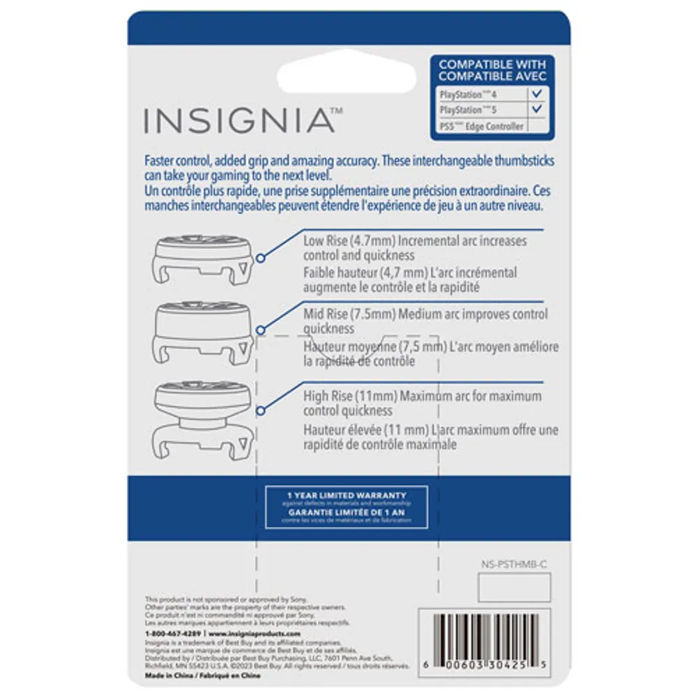 Insignia Precision Thumbsticks for PS4 & PS5 - White/Blue/Black