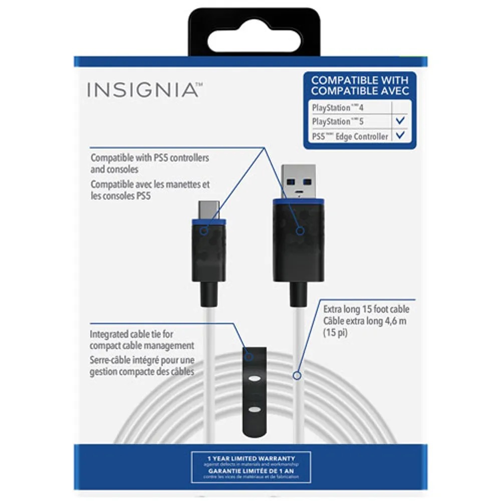 Insignia 4.6m (15 ft.) Charge and Play Cable for Playstation 5