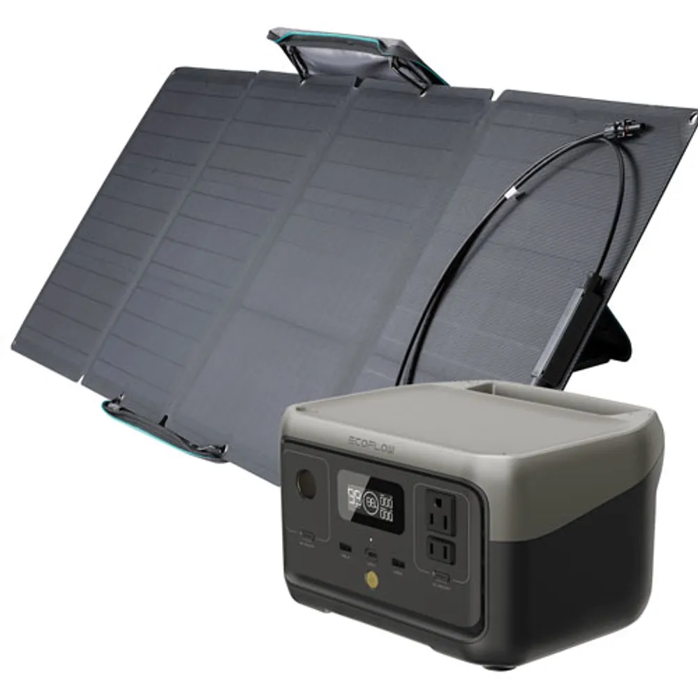 EcoFlow RIVER 2 Portable Power Station & Watts Solar Panel Bundle