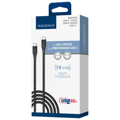 Insignia 3m (10 ft.) USB-C to USB-C Braided Cable - Charcoal