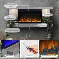 ActiveFla Home Decor Series 48" Electric Fireplace - Grey